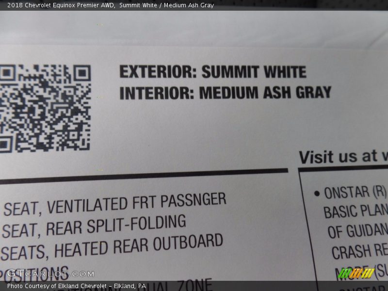 Summit White / Medium Ash Gray 2018 Chevrolet Equinox Premier AWD