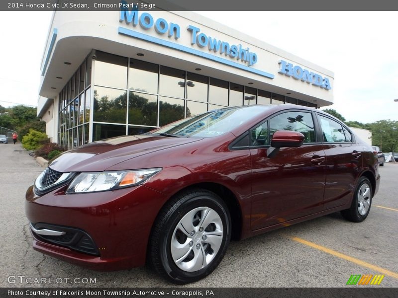 Crimson Pearl / Beige 2014 Honda Civic LX Sedan