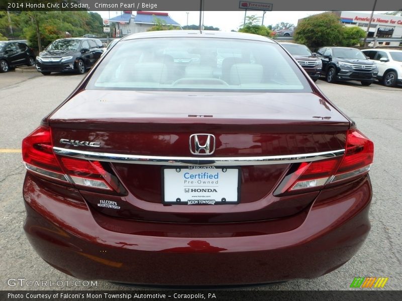 Crimson Pearl / Beige 2014 Honda Civic LX Sedan