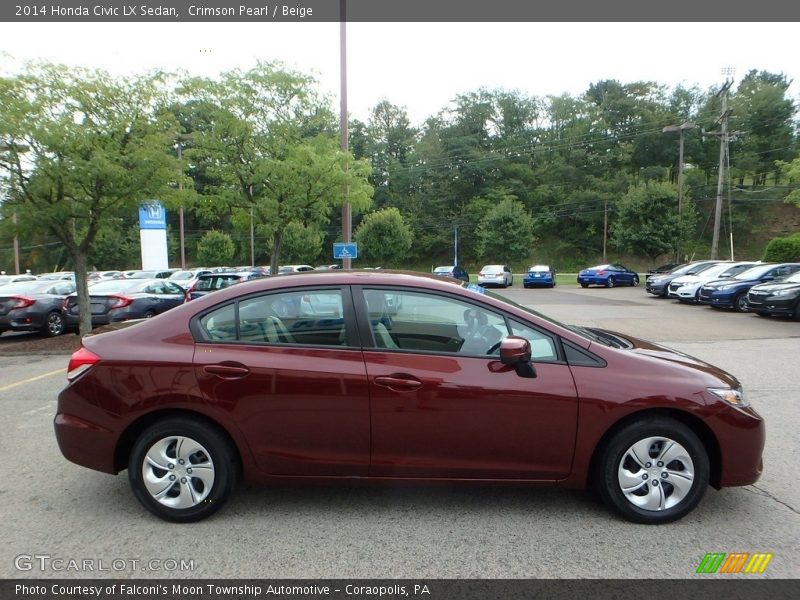 Crimson Pearl / Beige 2014 Honda Civic LX Sedan