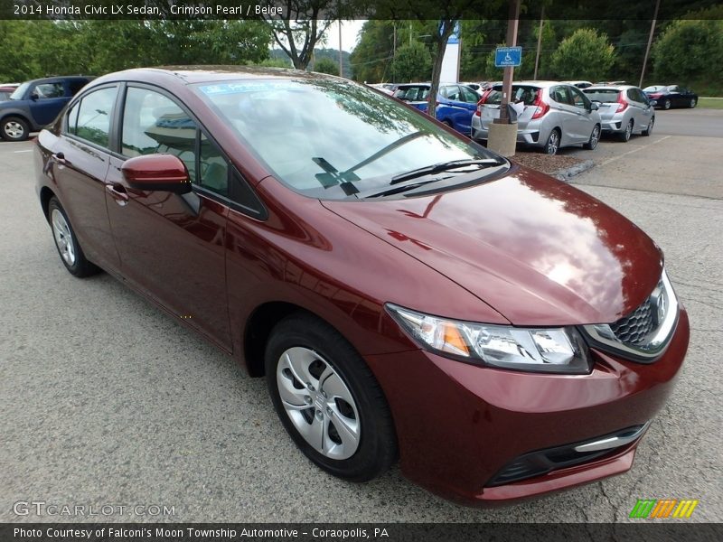 Crimson Pearl / Beige 2014 Honda Civic LX Sedan