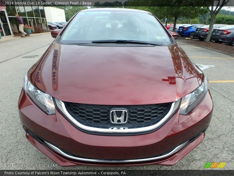 Crimson Pearl / Beige 2014 Honda Civic LX Sedan