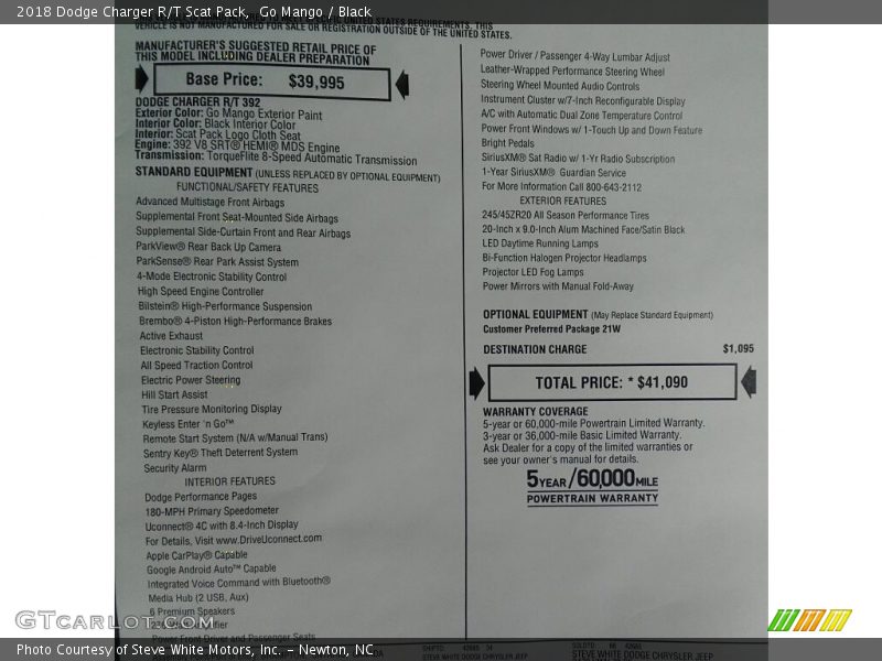 Go Mango / Black 2018 Dodge Charger R/T Scat Pack