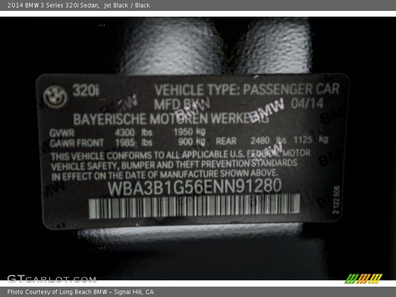 Jet Black / Black 2014 BMW 3 Series 320i Sedan