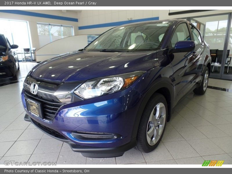 Deep Ocean Pearl / Gray 2017 Honda HR-V LX AWD