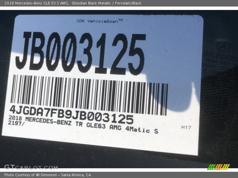 Obsidian Black Metallic / Porcelain/Black 2018 Mercedes-Benz GLE 63 S AMG