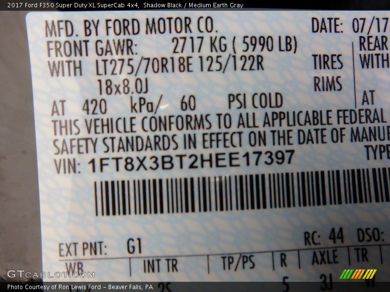 Shadow Black / Medium Earth Gray 2017 Ford F350 Super Duty XL SuperCab 4x4
