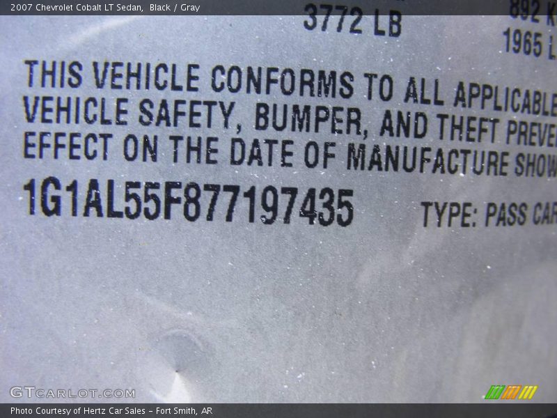 Black / Gray 2007 Chevrolet Cobalt LT Sedan