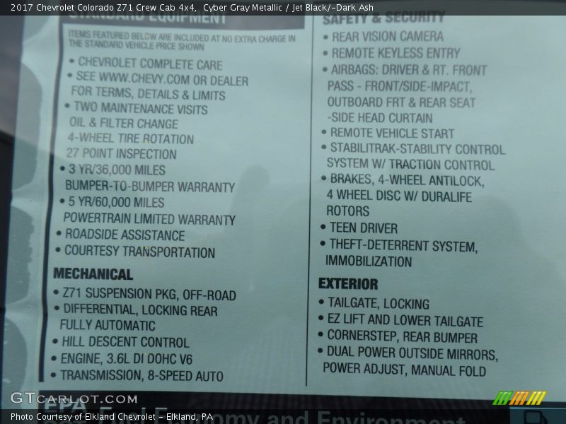 Cyber Gray Metallic / Jet Black/­Dark Ash 2017 Chevrolet Colorado Z71 Crew Cab 4x4