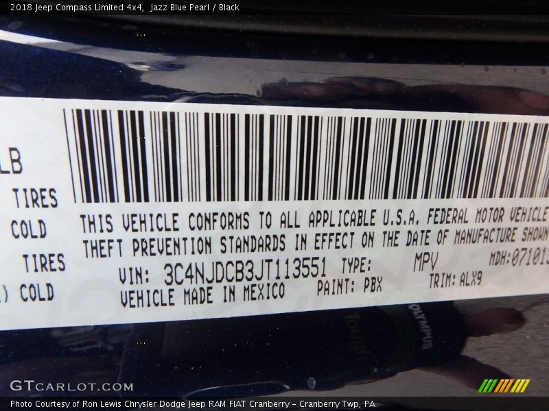 Jazz Blue Pearl / Black 2018 Jeep Compass Limited 4x4
