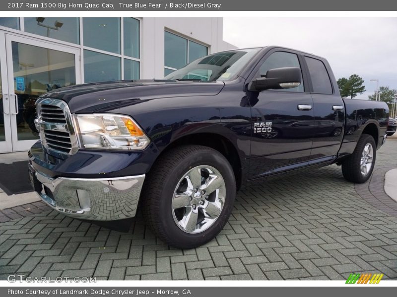 True Blue Pearl / Black/Diesel Gray 2017 Ram 1500 Big Horn Quad Cab