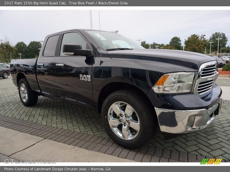 True Blue Pearl / Black/Diesel Gray 2017 Ram 1500 Big Horn Quad Cab