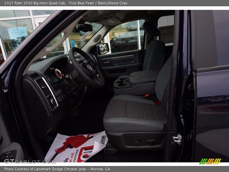 True Blue Pearl / Black/Diesel Gray 2017 Ram 1500 Big Horn Quad Cab