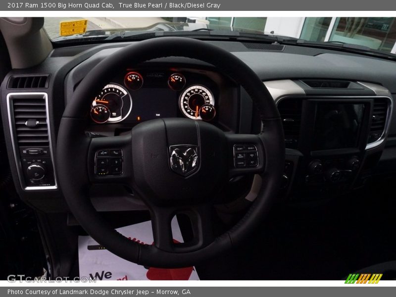 True Blue Pearl / Black/Diesel Gray 2017 Ram 1500 Big Horn Quad Cab