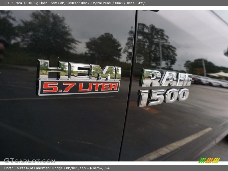 Brilliant Black Crystal Pearl / Black/Diesel Gray 2017 Ram 1500 Big Horn Crew Cab