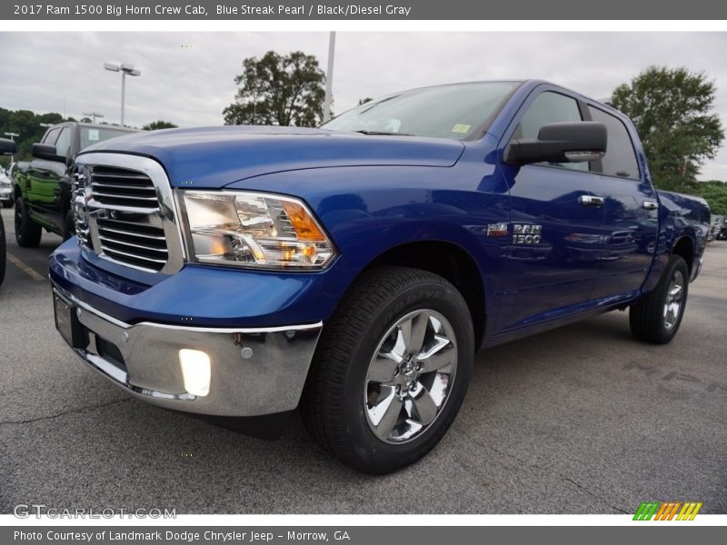 Blue Streak Pearl / Black/Diesel Gray 2017 Ram 1500 Big Horn Crew Cab