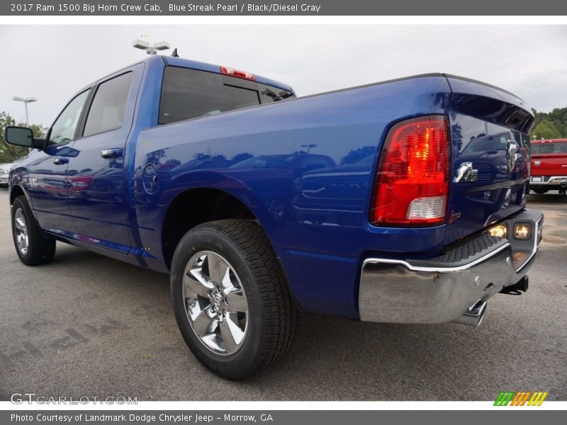 Blue Streak Pearl / Black/Diesel Gray 2017 Ram 1500 Big Horn Crew Cab