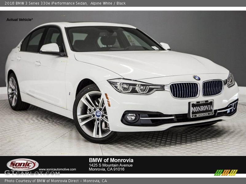 Alpine White / Black 2018 BMW 3 Series 330e iPerformance Sedan