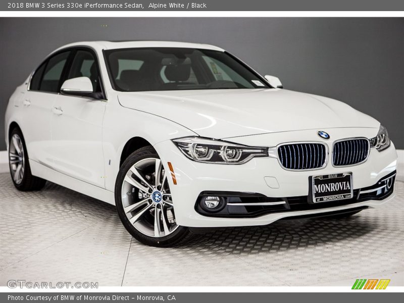 Alpine White / Black 2018 BMW 3 Series 330e iPerformance Sedan