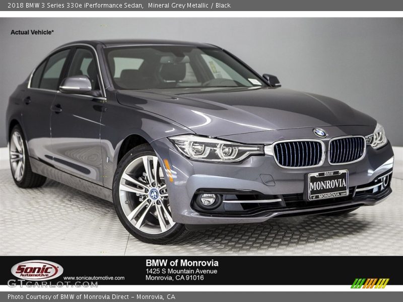 Mineral Grey Metallic / Black 2018 BMW 3 Series 330e iPerformance Sedan