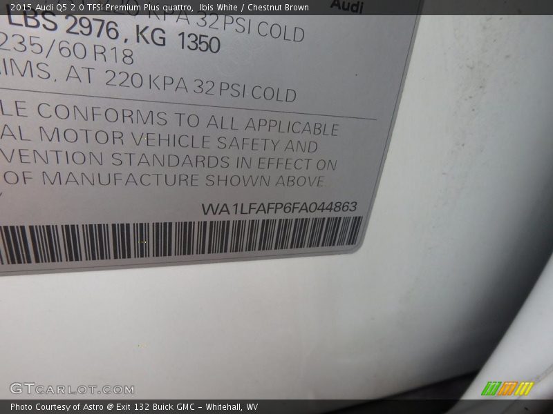 Ibis White / Chestnut Brown 2015 Audi Q5 2.0 TFSI Premium Plus quattro