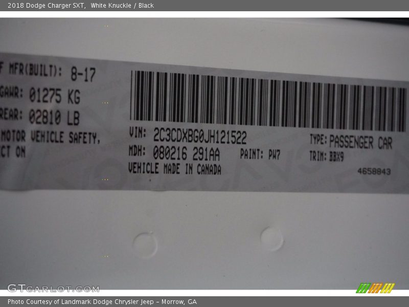 White Knuckle / Black 2018 Dodge Charger SXT