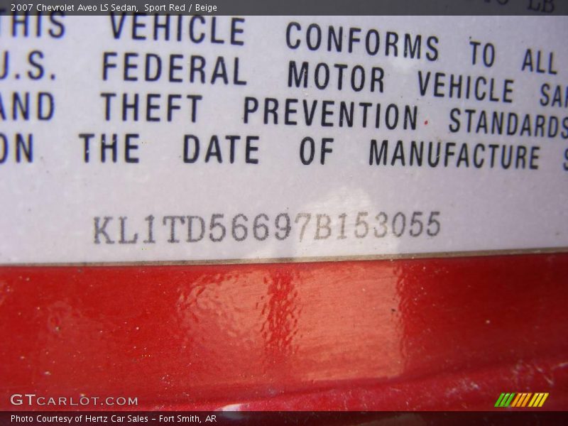 Sport Red / Beige 2007 Chevrolet Aveo LS Sedan