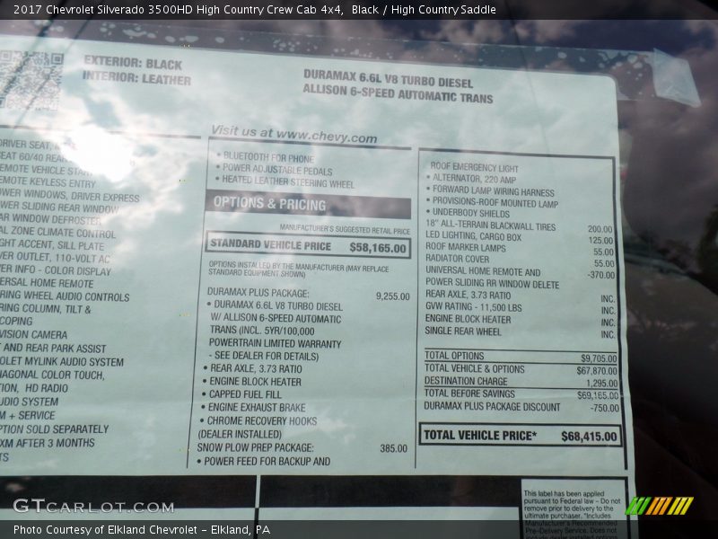 Black / High Country Saddle 2017 Chevrolet Silverado 3500HD High Country Crew Cab 4x4