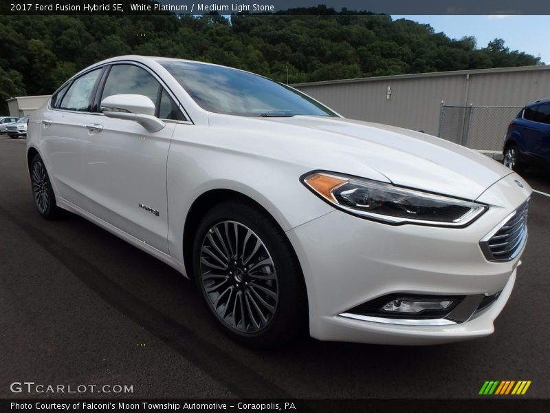 White Platinum / Medium Light Stone 2017 Ford Fusion Hybrid SE