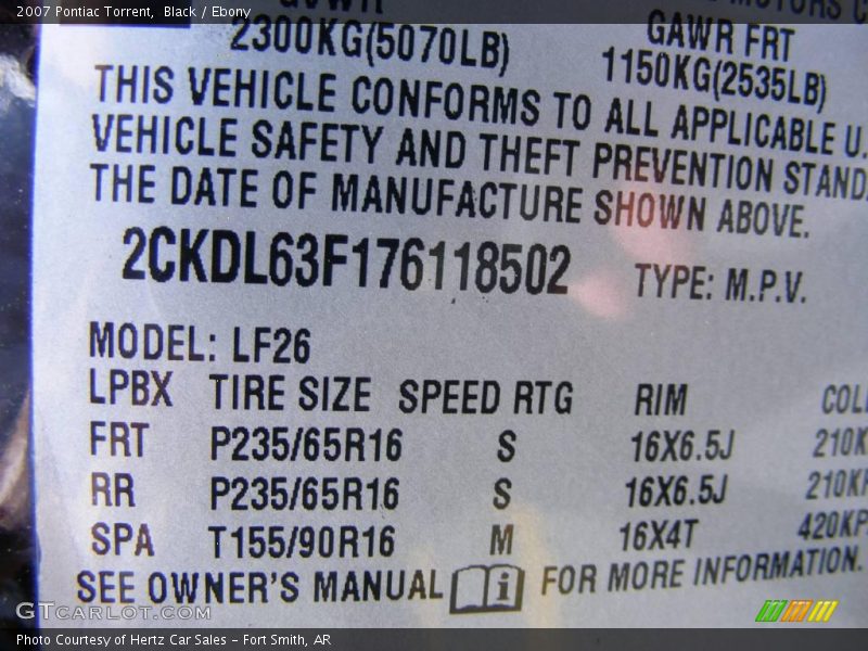Black / Ebony 2007 Pontiac Torrent
