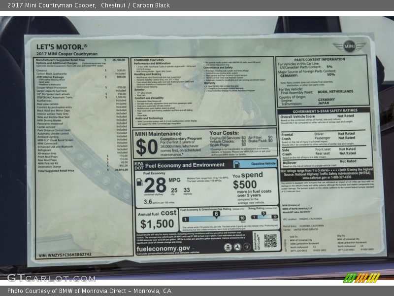Chestnut / Carbon Black 2017 Mini Countryman Cooper