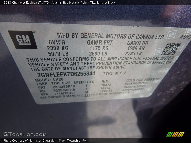 Atlantis Blue Metallic / Light Titanium/Jet Black 2013 Chevrolet Equinox LT AWD