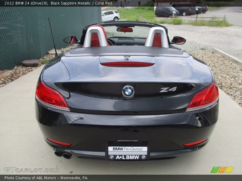 Black Sapphire Metallic / Coral Red 2012 BMW Z4 sDrive28i