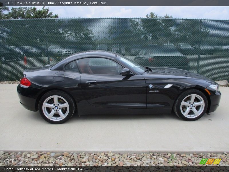 Black Sapphire Metallic / Coral Red 2012 BMW Z4 sDrive28i