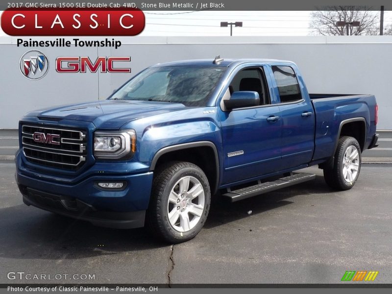 Stone Blue Metallic / Jet Black 2017 GMC Sierra 1500 SLE Double Cab 4WD