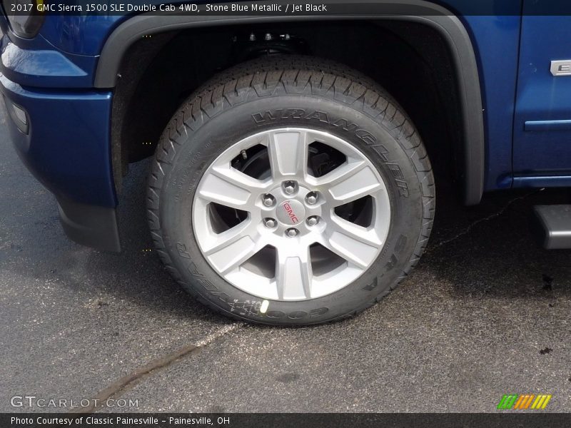 Stone Blue Metallic / Jet Black 2017 GMC Sierra 1500 SLE Double Cab 4WD