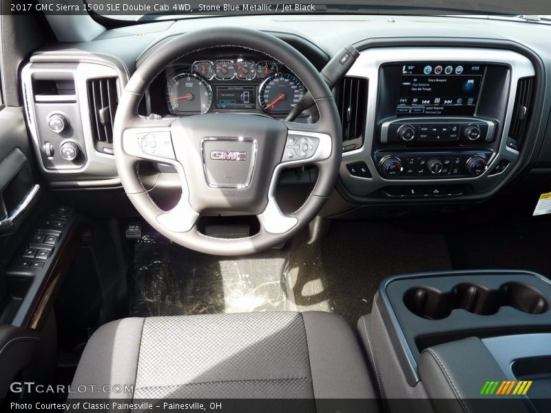 Stone Blue Metallic / Jet Black 2017 GMC Sierra 1500 SLE Double Cab 4WD