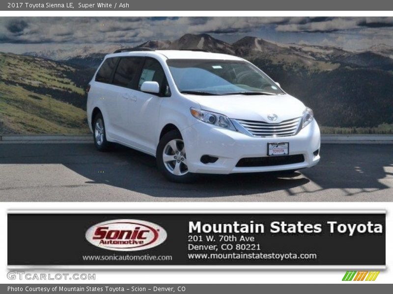 Super White / Ash 2017 Toyota Sienna LE
