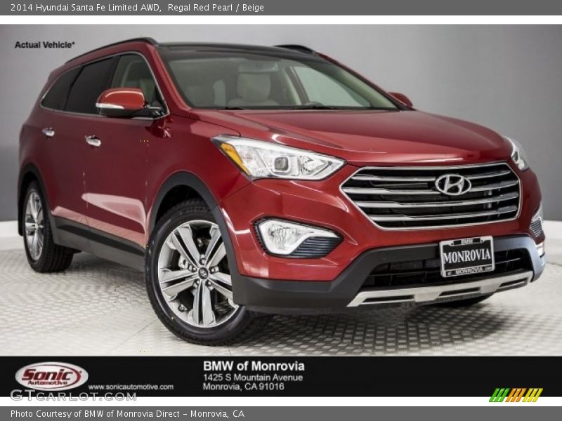 Regal Red Pearl / Beige 2014 Hyundai Santa Fe Limited AWD