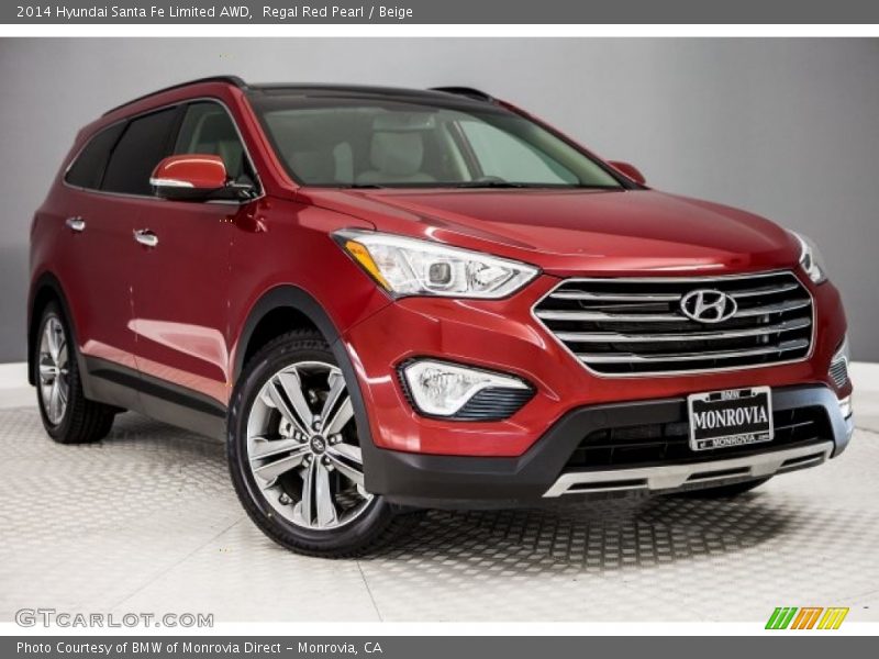 Regal Red Pearl / Beige 2014 Hyundai Santa Fe Limited AWD