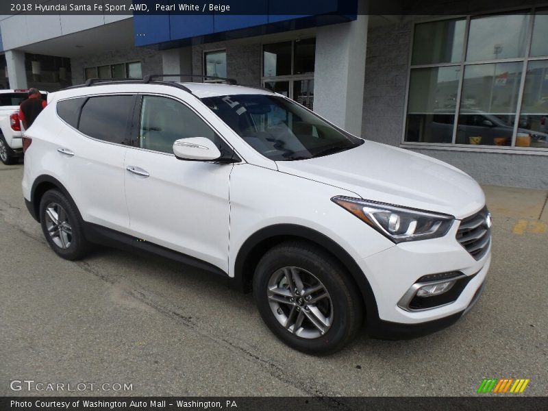 Pearl White / Beige 2018 Hyundai Santa Fe Sport AWD