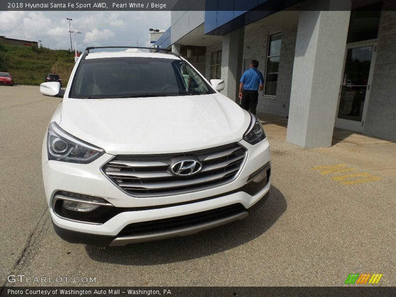 Pearl White / Beige 2018 Hyundai Santa Fe Sport AWD