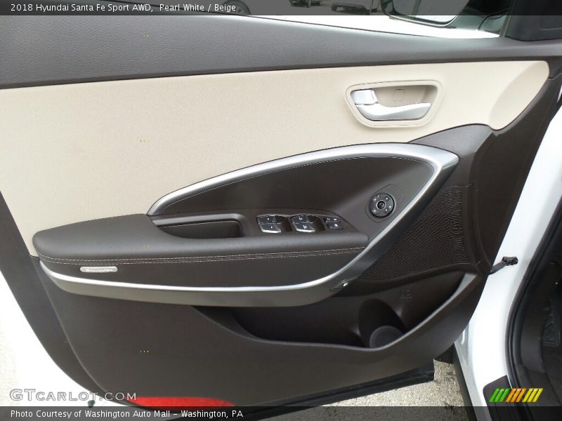Pearl White / Beige 2018 Hyundai Santa Fe Sport AWD