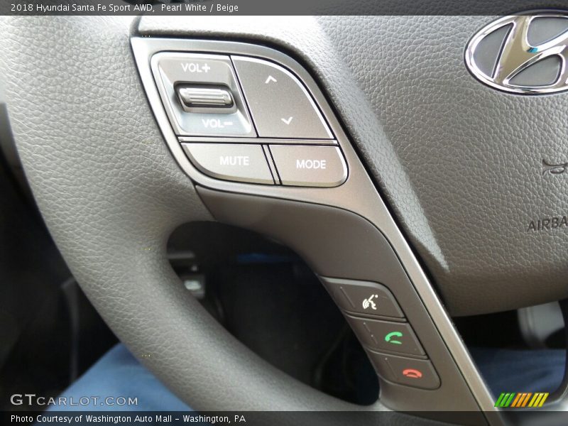 Pearl White / Beige 2018 Hyundai Santa Fe Sport AWD