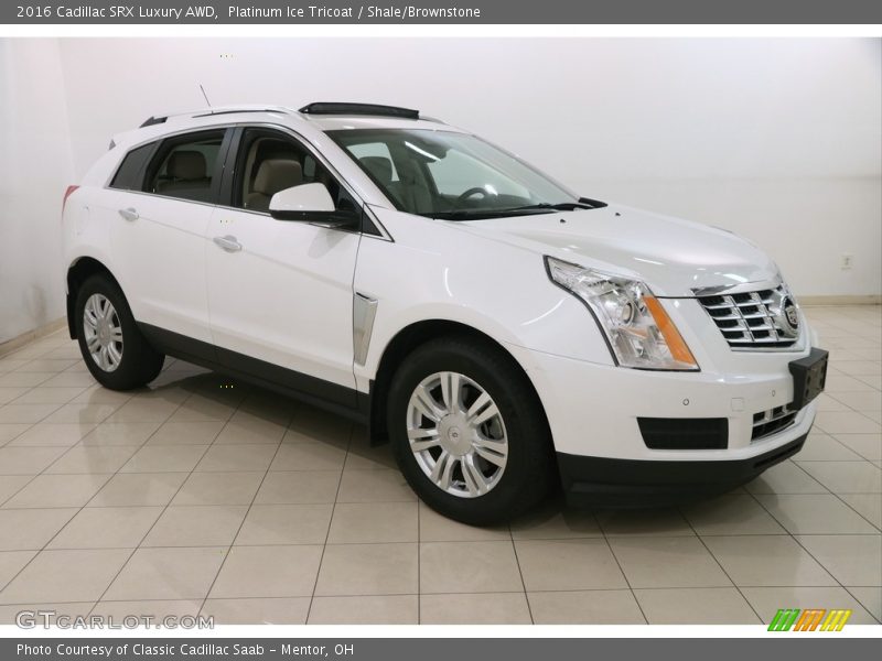 Platinum Ice Tricoat / Shale/Brownstone 2016 Cadillac SRX Luxury AWD