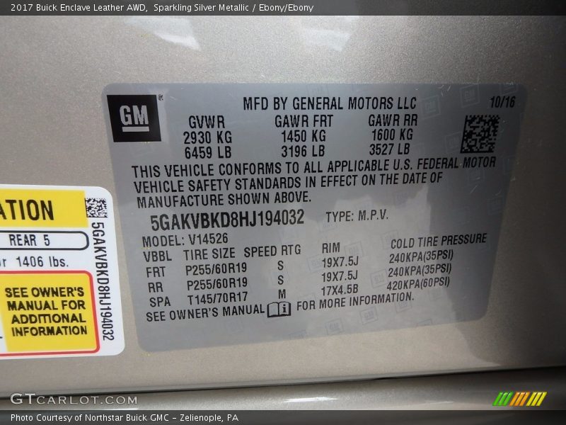 Sparkling Silver Metallic / Ebony/Ebony 2017 Buick Enclave Leather AWD