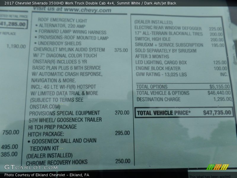 Summit White / Dark Ash/Jet Black 2017 Chevrolet Silverado 3500HD Work Truck Double Cab 4x4