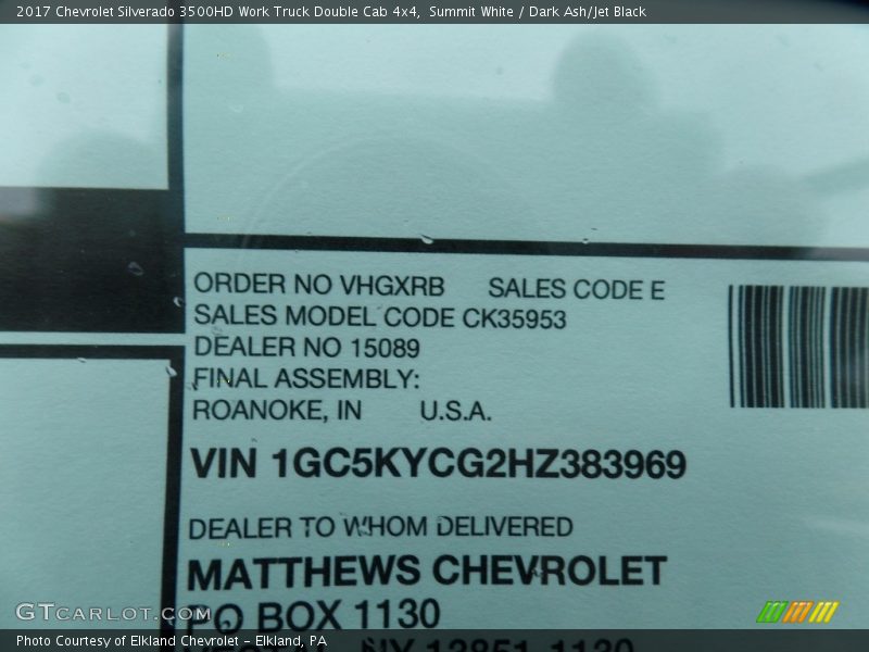 Summit White / Dark Ash/Jet Black 2017 Chevrolet Silverado 3500HD Work Truck Double Cab 4x4