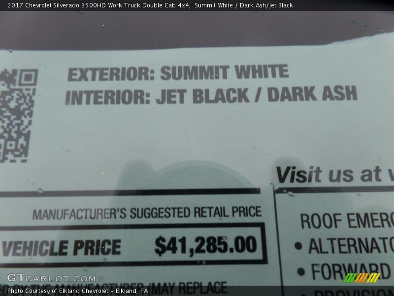 Summit White / Dark Ash/Jet Black 2017 Chevrolet Silverado 3500HD Work Truck Double Cab 4x4