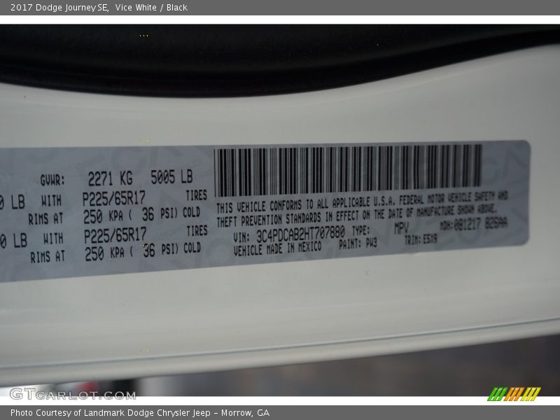 Vice White / Black 2017 Dodge Journey SE